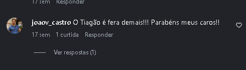 Comentário do João sobre o Tiago